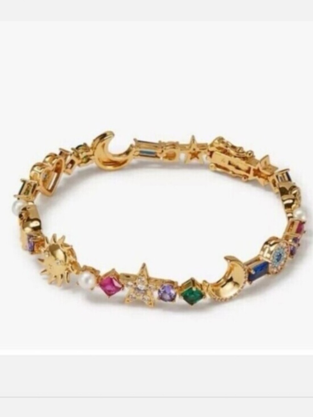 Kate Spade Gold Multicolor Celestial Charm Tennis Bracelet New - Picture 1 of 10